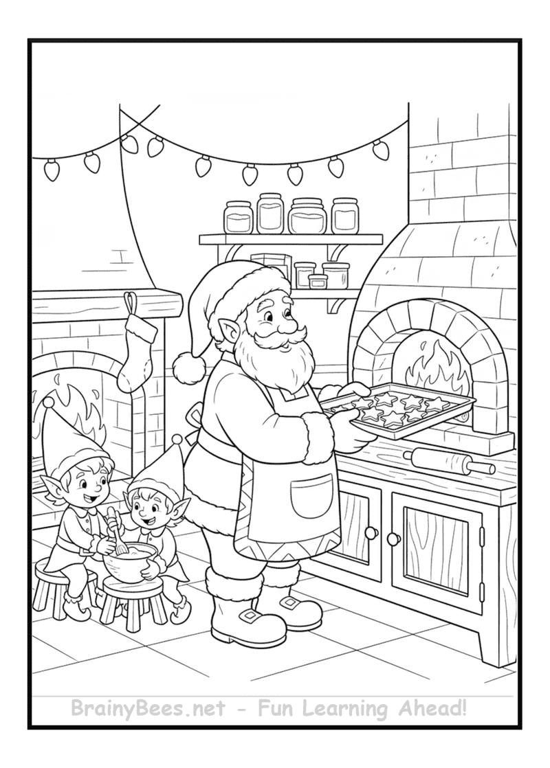Christmas Santa Baking Cookies Elves