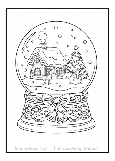 Christmas Reindeer House Snowman Globe