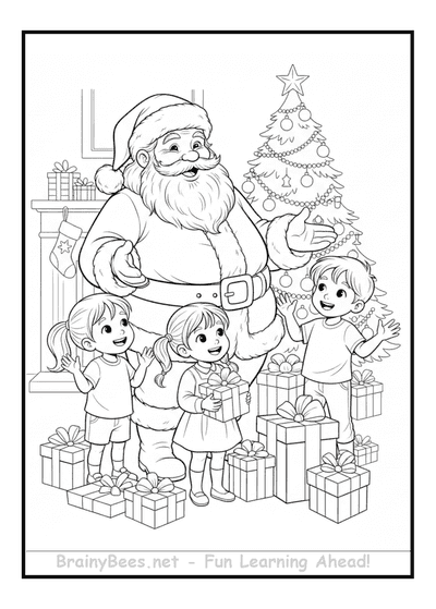 Christmas Tree Santa Kids Gifts Happy