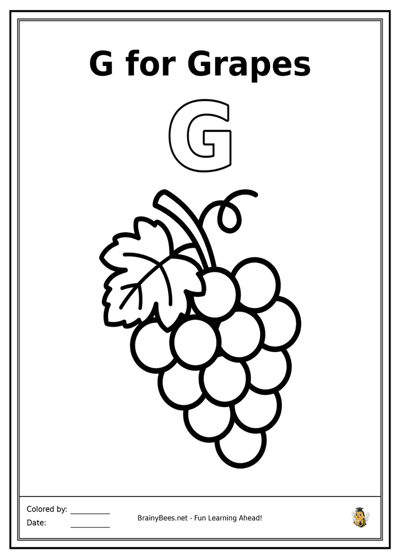 Letter G Coloring Page - G for Grapes