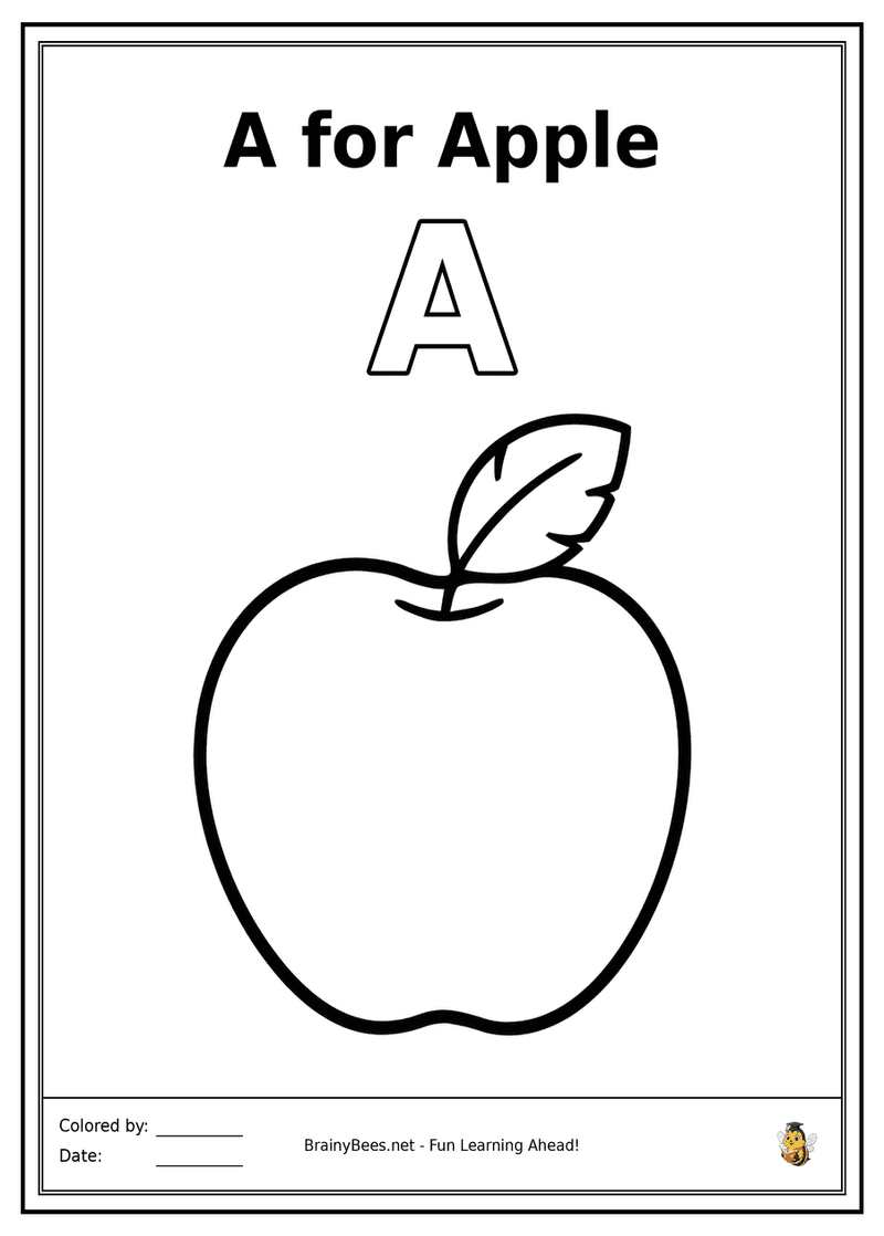 Letter A Coloring Page - A for Apple