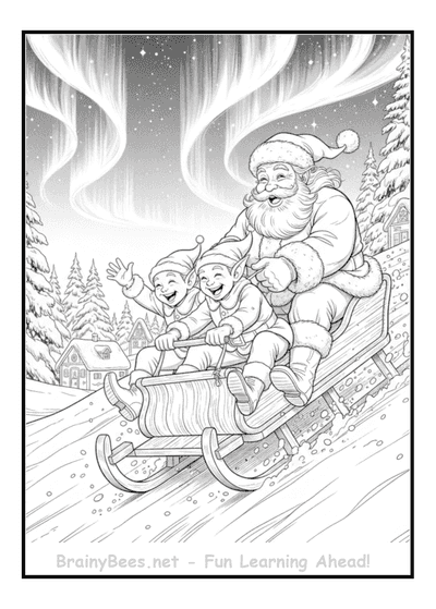 Christmas Realistic Santa Elves Sled
