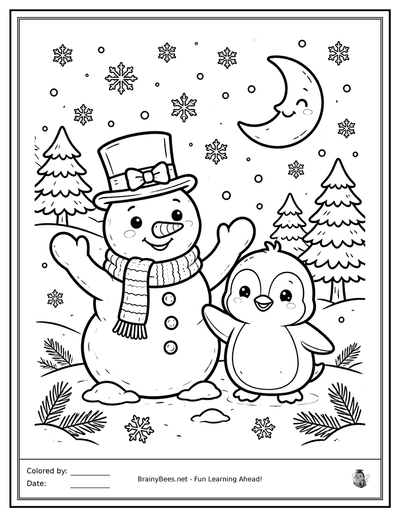 Christmas Snowman and Penguin