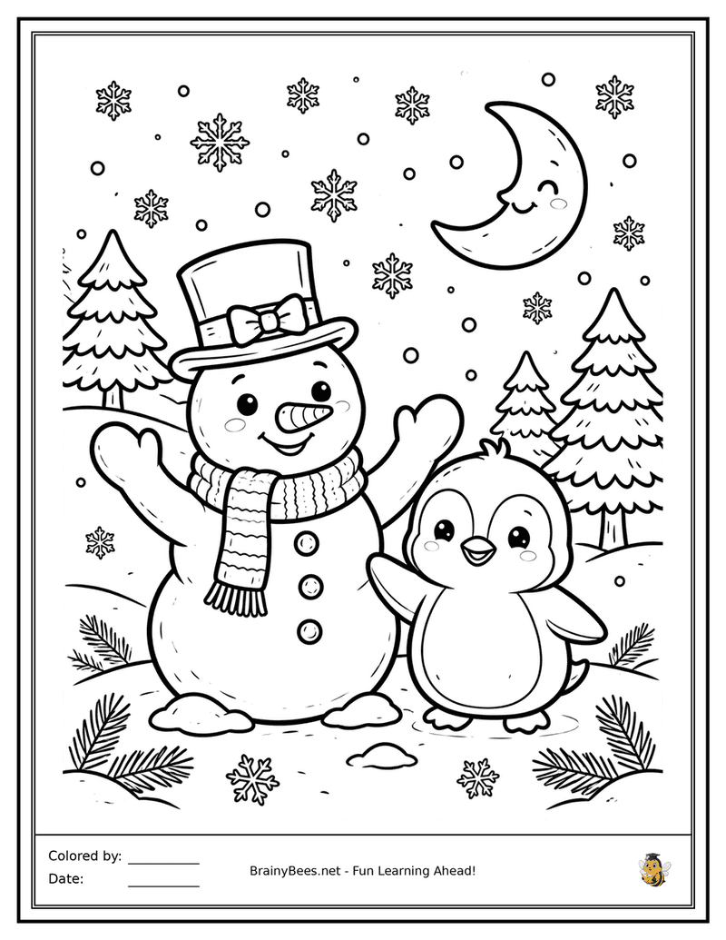 Christmas Snowman and Penguin