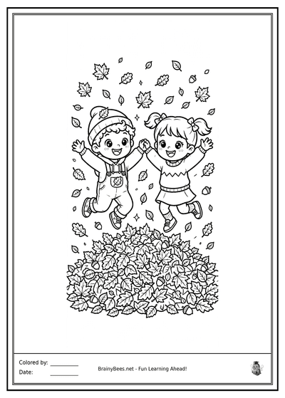 Thanksgiving Kids Leaf Pile