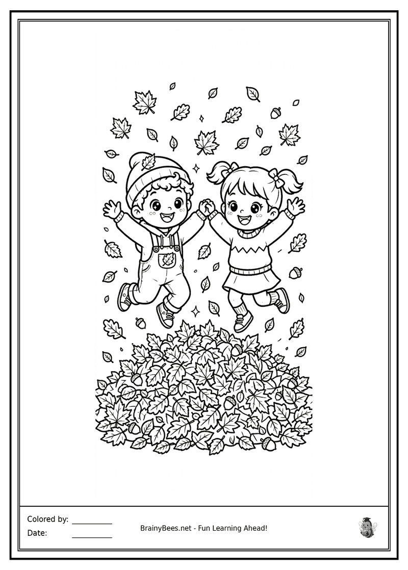 Thanksgiving Kids Leaf Pile