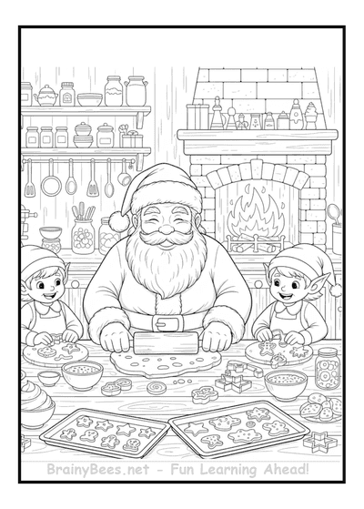 Christmas Santa Making Cookies Elves