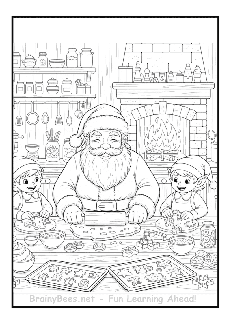 Christmas Santa Making Cookies Elves