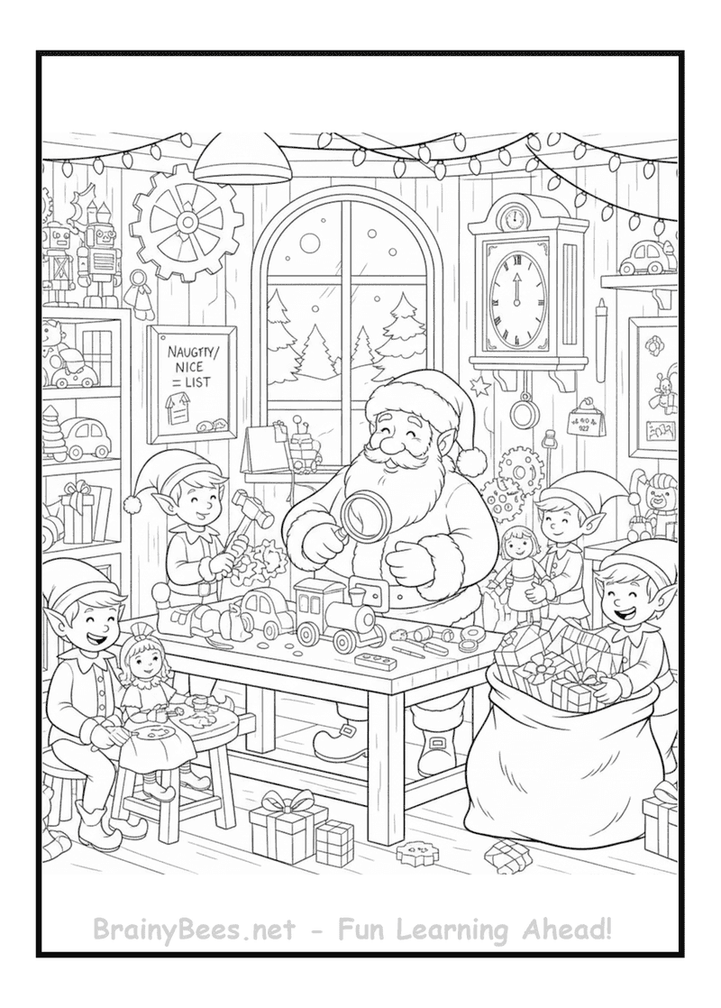 Christmas Elves Santa Gift Making