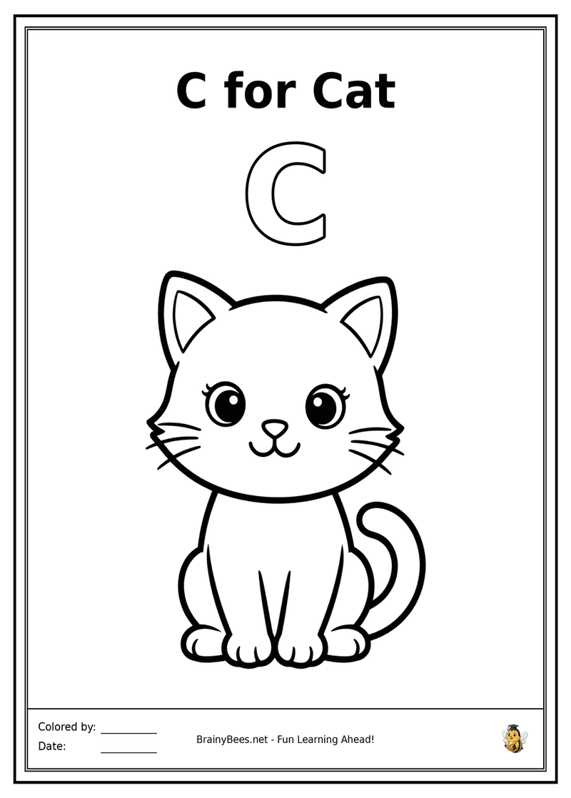 Letter C Coloring Page - C for Cat