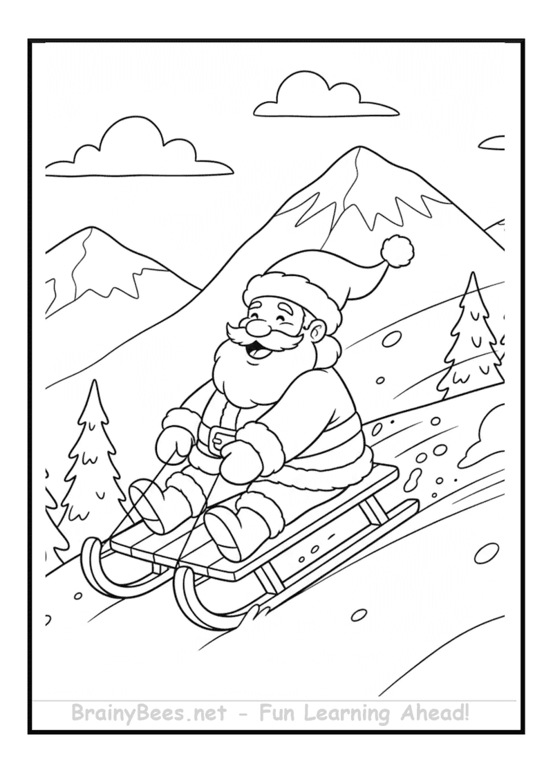 Christmas Santa Snow Mountain Sled