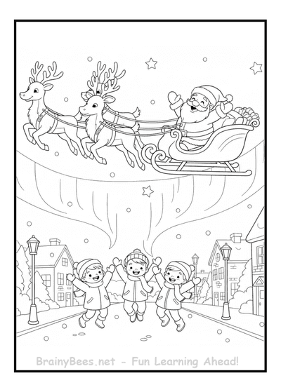 Christmas Santa Reindeer Kids Wave